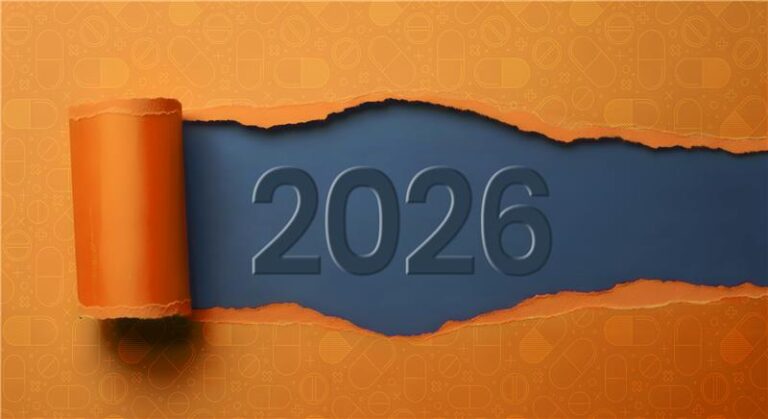 Orange paper unpeeling to reveal "2026" stamped onto another blue piece of paper underneath, reflecting that Navitus is uncovering the 2026 pharmacy benefit management trends.